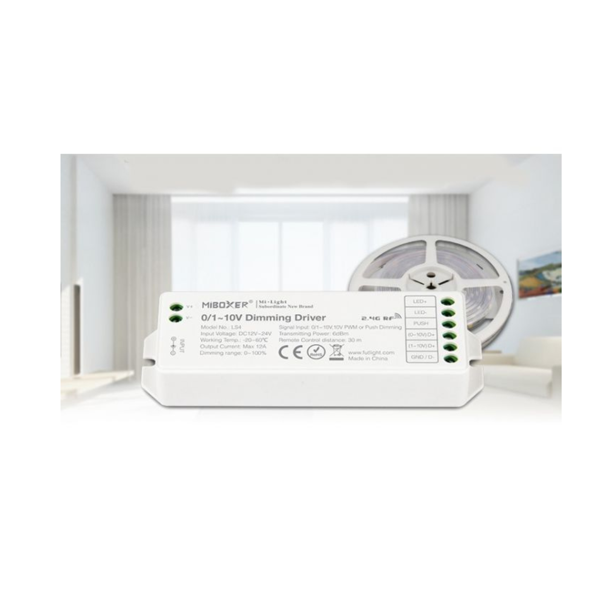 Mi-Light kontroller, 2.4G ühe kanaliga kontroller, raadiojuhtimine, max 12A, 0/1-10V