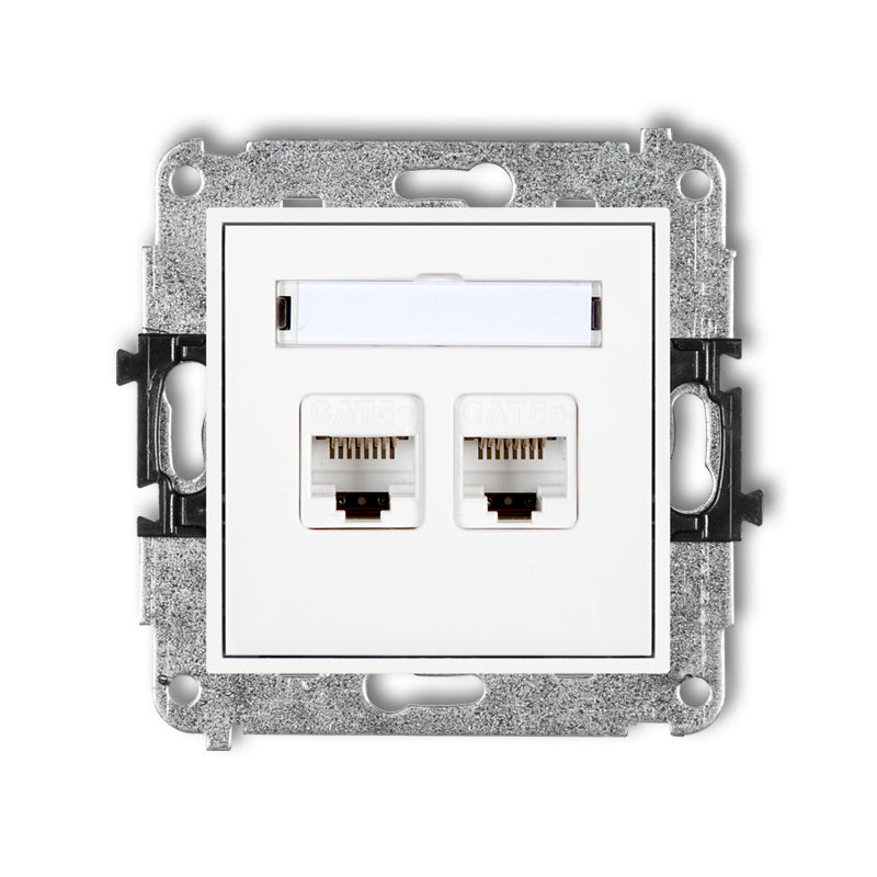 2-контактный механизм розетки ПК 2xRJ45, кат. 5e, 8-контактный