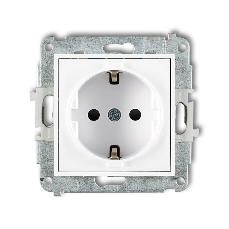 1-poolne pesa, mehaaniline MINI maandusega SCHUKO 2P+Z, z/a, IP20, valge