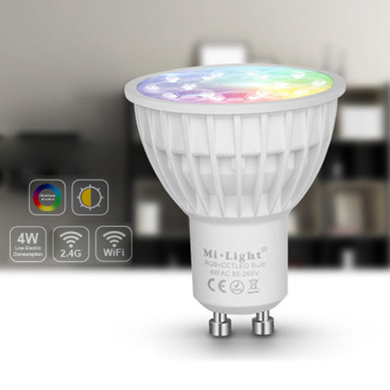 GU10 4W(280Lm) LED Spuldze RGB+W, ar wi-fi, 2.4G, 2700-6500K