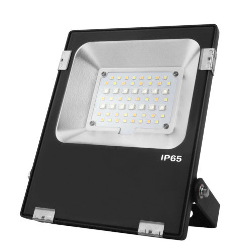 20W(1500-1800Lm) LED Prožektors, IP65, RGB+W, ar wi-fi, melns korpuss, 2700-6500K