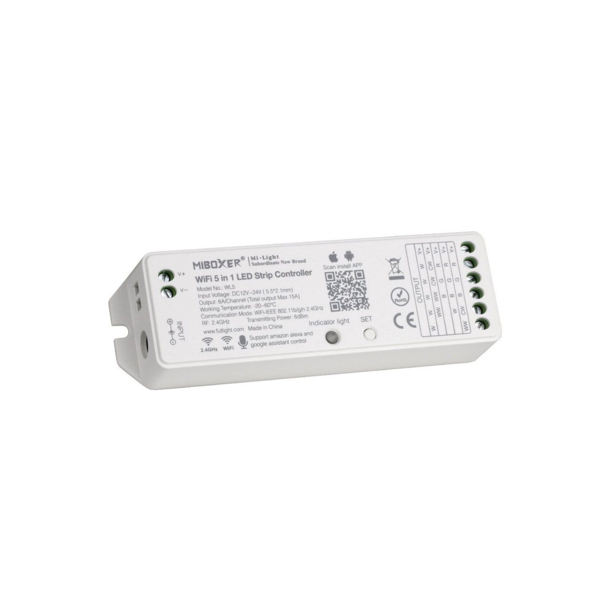 LED ribade kontroller 12-24V 15A RGBCCT RGBW RGB ja MONO, ühildub AMAZON ALEXA'ga