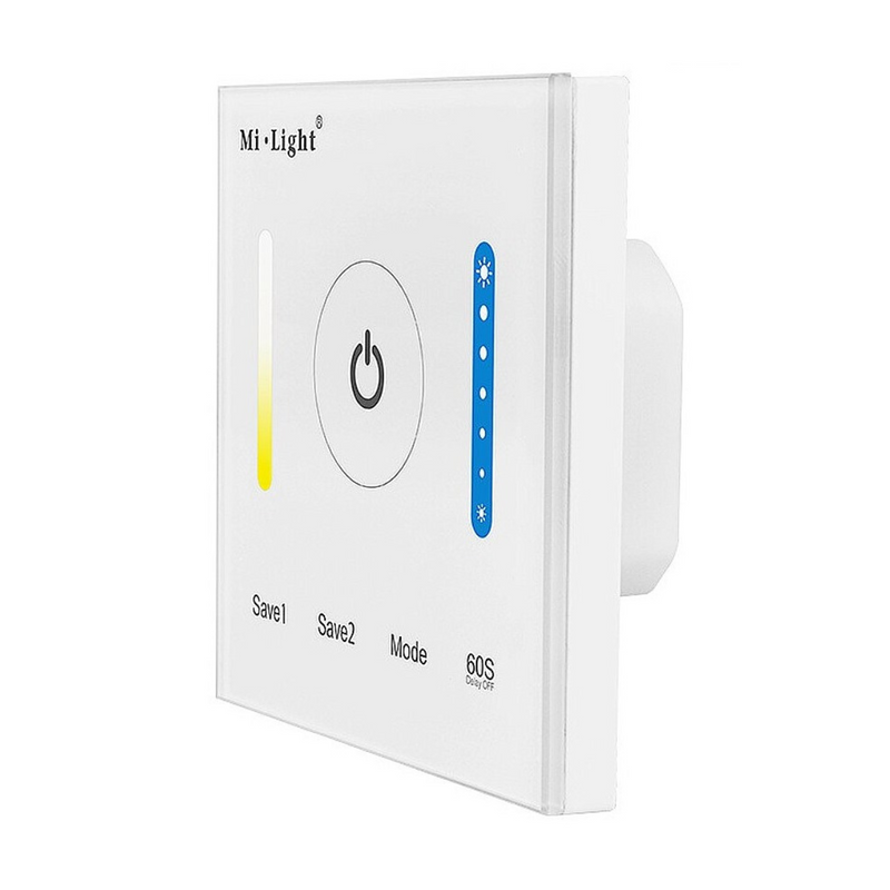 Mi-Light dimmer, CCT, 1 zon, touch, trådbunden, justerbar, 12-24V, trådbunden, 60s OFF