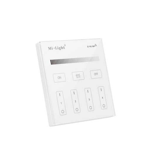 Mi-Light dimmeris, 4 zonu, skārienjūtīgs, 2.4G/230V, bezvadu, 30 m diapazons, 60s OFF