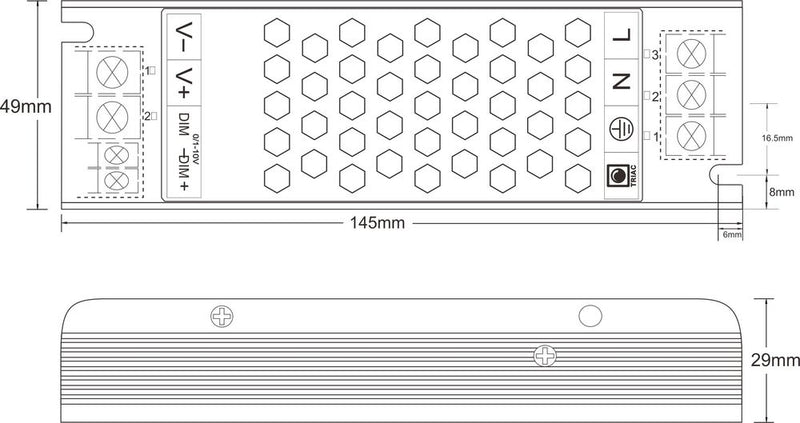 SLIM Dimmable (TRIAC, 0/1-10V) LED Power supply unit 100W 8.3A 12V, waterproof IP20, metal