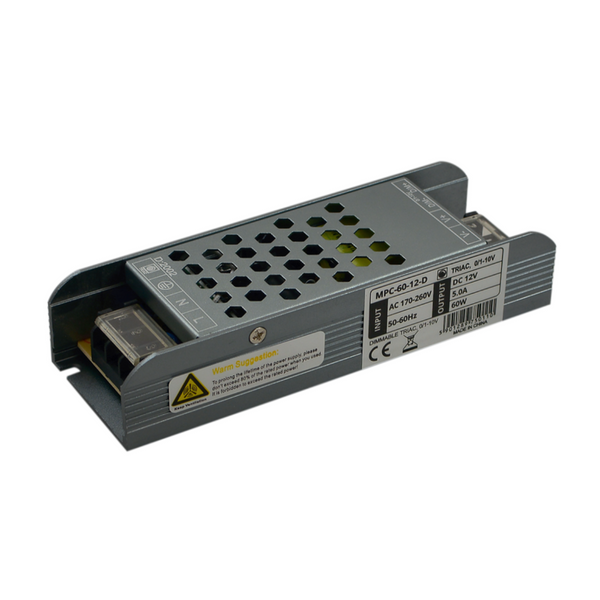 SLIM LED Power supply unit 60W 5A 12V, waterproof IP20, metal
