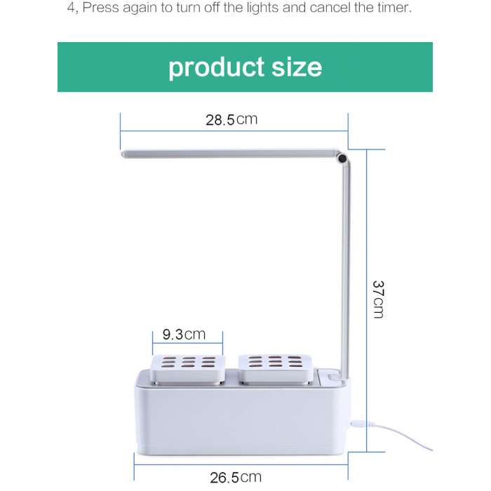 6.5W smart home garden for growing plants with LED lamp, white, 26*11.5*38.5 cm, 7 red and 10 white diodes