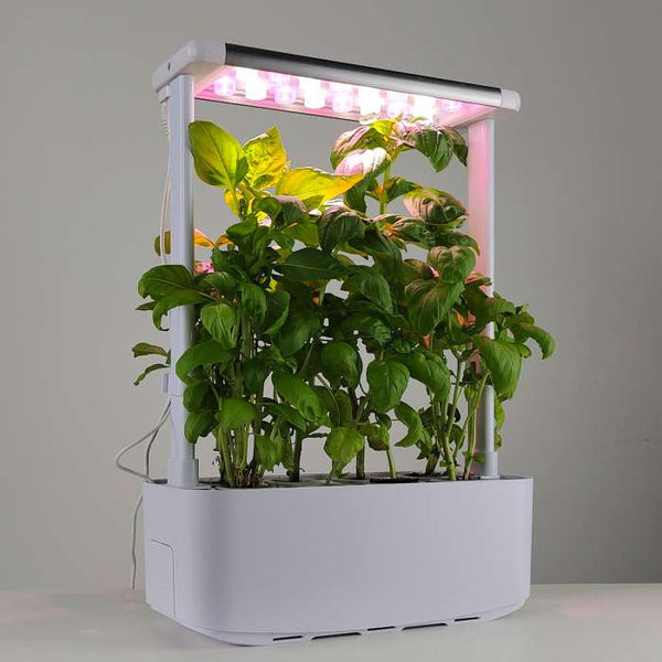 10W gudrais mājas dārzs augu audzēšanai ar LED lampu, balts (8 podu), 30*13*43cm, gaismas krāsa sarkana/balta
