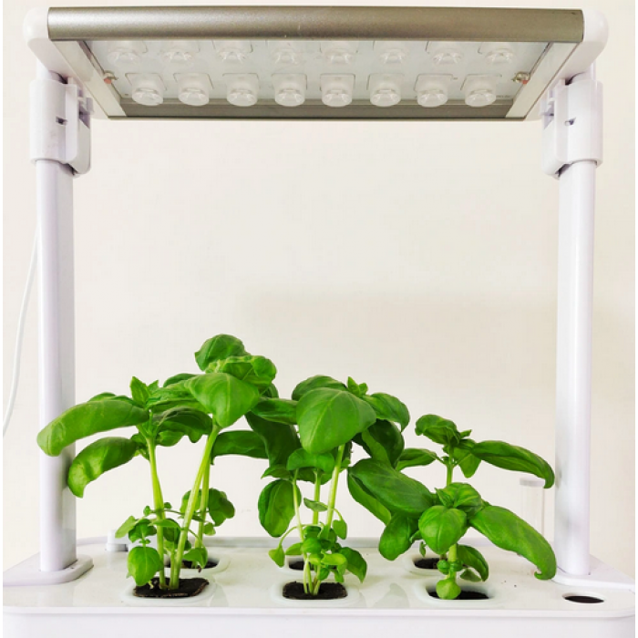 10W gudrais mājas dārzs augu audzēšanai ar LED lampu, balts (6 podu), 30*13*46cm, gaismas krāsa sarkana/balta, ūdens kont. 2.5 litri