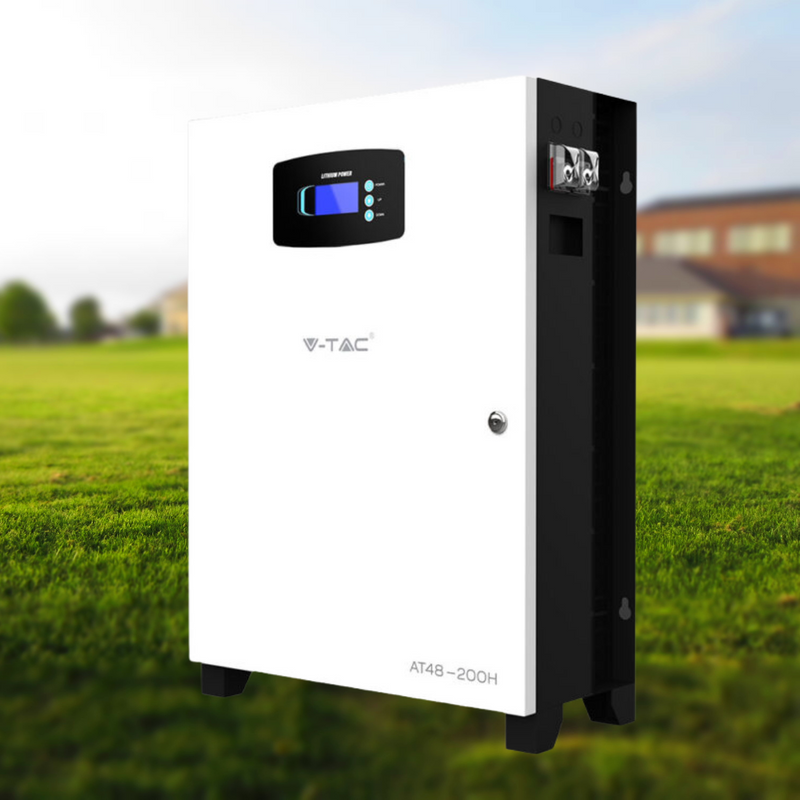 10kW/h või 10240W Elektroonilise LED-ekraaniga aku, mida kasutatakse hübriidses päikesesüsteemis, 200Ah/51.2V, V-TAC kaubamärk, 5-aastane garantii, 7000 täielikku laadimistsüklit.