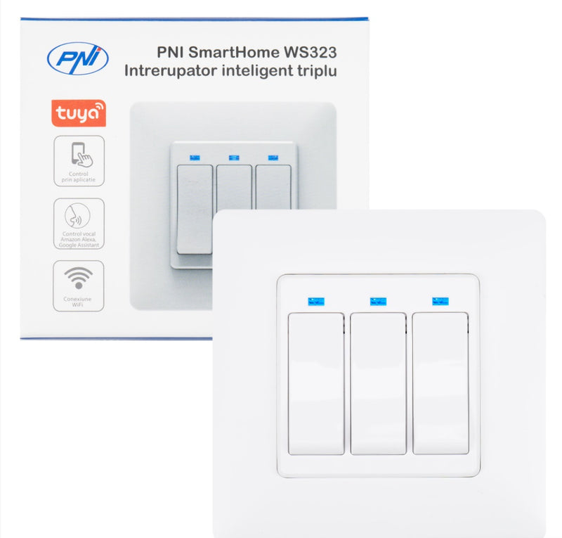 PNI SmartHome WS323 Triple Smart Switch for Internet Lighting Control Compatible with TuyaSmart APP