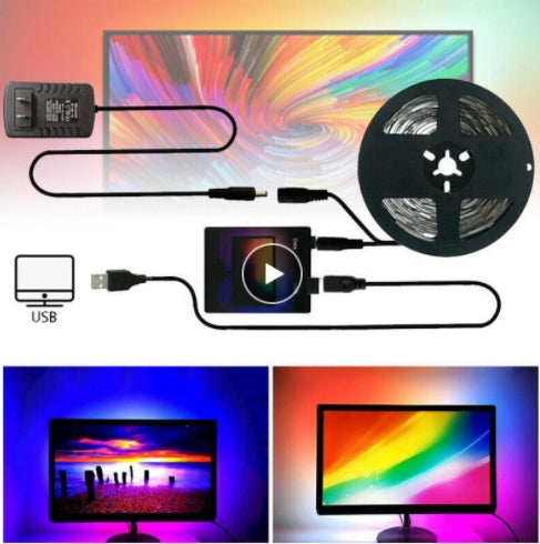 LED strip with USB backlight WS2812B, waterproof, 5m (TV screen lighting kit)