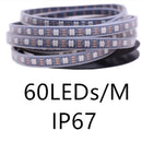 Cena par 5m_18W/m 60 LED Black PCB IP67 5m WS2812B Smart led pixel LED lente