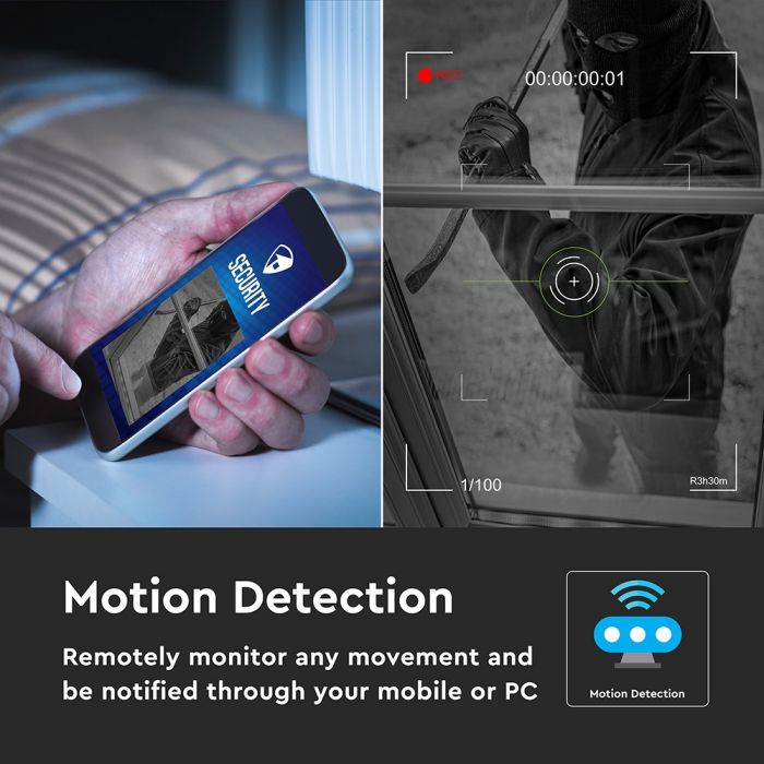 V-TAC Bezvadu novērošanas kamera, atbalsta ANDROID un IOS, IP20, adapters priekš 220V rozetes komplektā, V-TAC