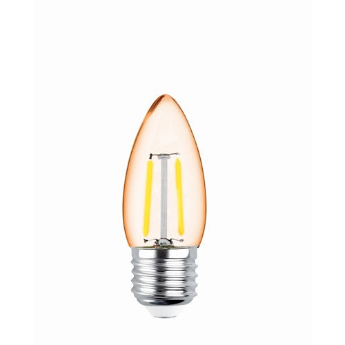 E27 2W(180Lm) LED Filament spuldze C35, silti balta gaisma 2200K
