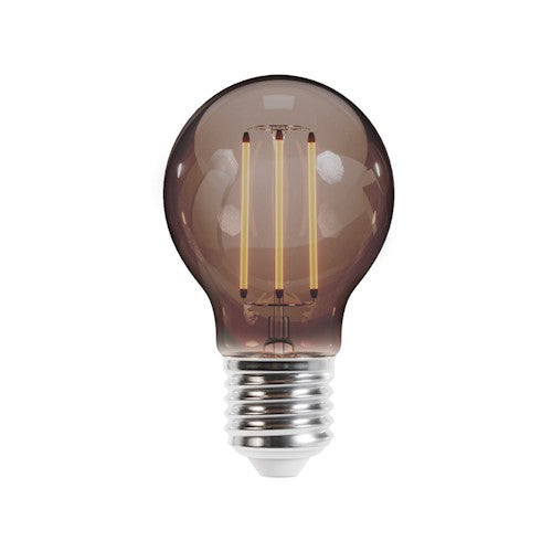 E27 4W(400Lm) LED Filament spuldze, A60, IP20, dūmu krāsā, silti balta gaisma 2000K