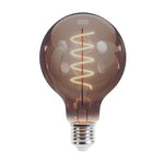 E27 4W(250Lm) LED Filament spuldze, G95, IP20, dūmu krāsā, silti balta gaisma 2000K