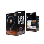 E27 4W(400Lm) LED Filament spuldze, G95, IP20, dūmu krāsā, silti balta gaisma 2000K