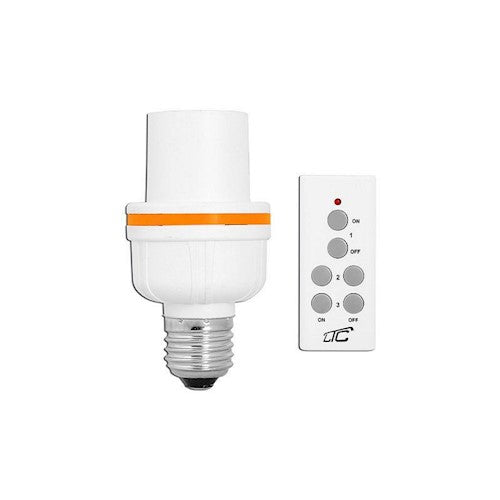 E27 Spuldžu ligzda, ko kontrolē RC LTC, 220-240V AC, 12mc, 15W, 2-30m