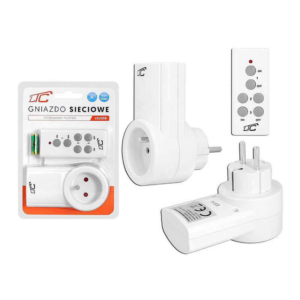 Tālvadības tīkla kontaktligzda LTC, IP20, 12mc, 433,92MHz, 10A, 2-30m