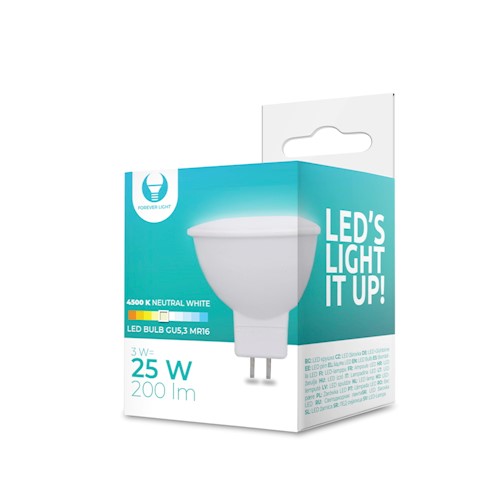 GU5.3 3W(200Lm) 12V LED-lampa, MR16, IP20, neutralt vitt ljus 4500K