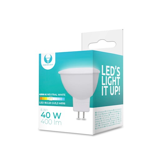 GU5.3 6W (400Lm) 12V LED-lampa, MR16, IP20, neutralt vitt ljus 4500K