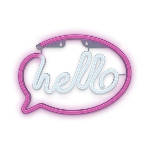 Neona LED gaisma HELLO rozā balts Bat + USB FLNE15 Forever Light