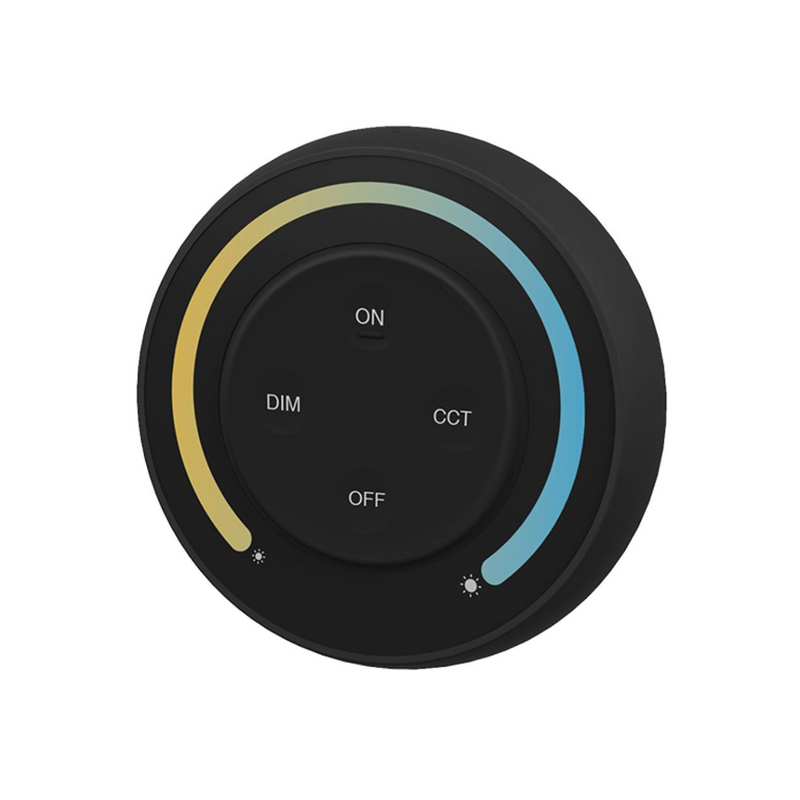 Mi-Light CCT dimmeris, melns, apaļš, skārienjūtīgs, 2.4G/3V (2xAAA), bezvadu, diapazons 30m