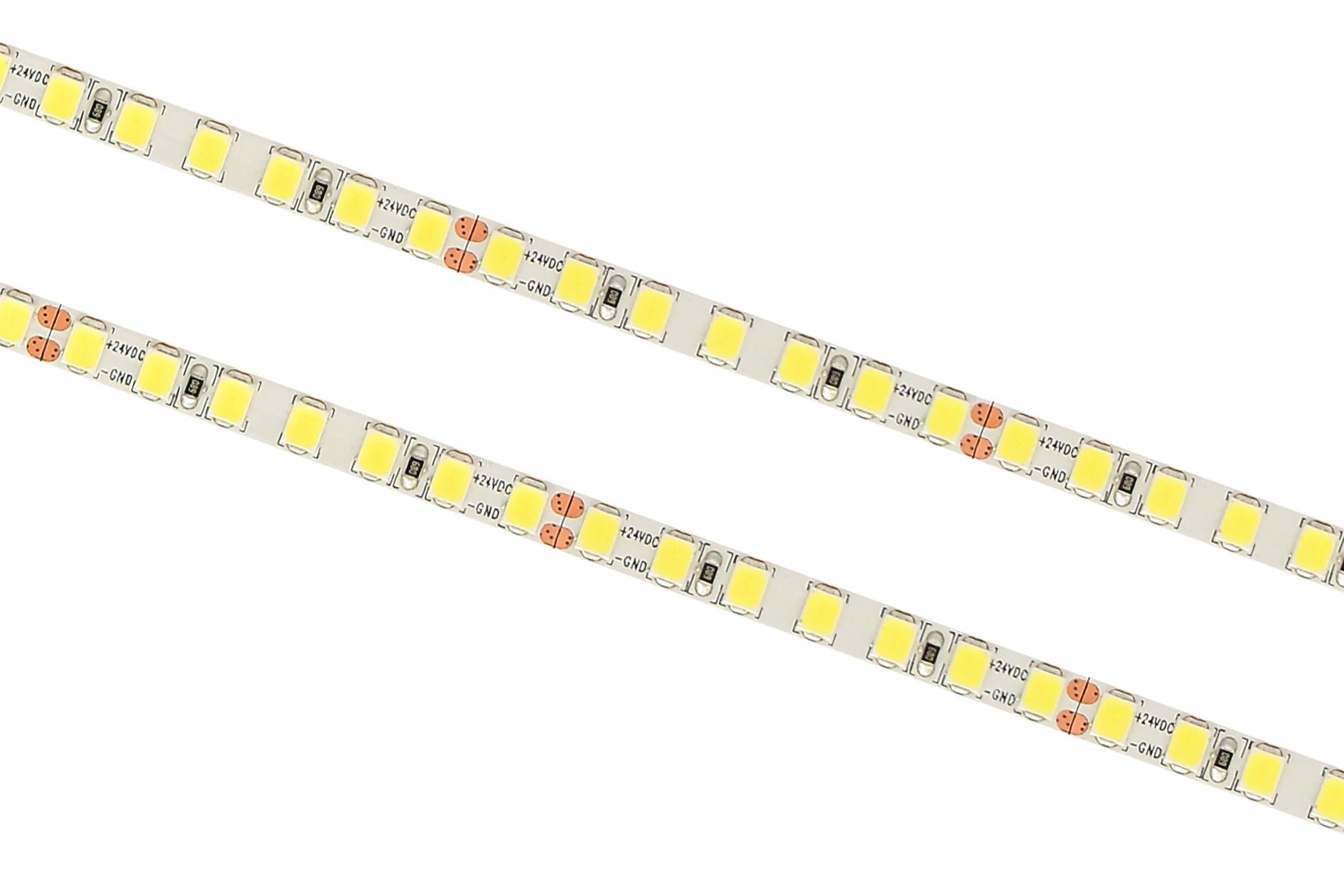 Cena par 1m_Profesionāla LED Lenta, 168/led, 17W/m, 24V, 2200lm/m, lentas platums - 5mm, ūdensnedroša IP20, silti balta gaisma 3000K
