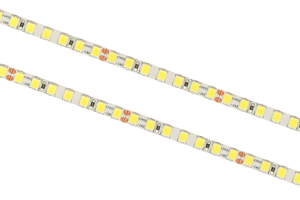 Cena par 1m_Profesionāla LED Lenta, 168/led, 17W/m, 24V, 2200lm/m, lentas platums - 5mm, ūdensnedroša IP20, silti balta gaisma 3000K