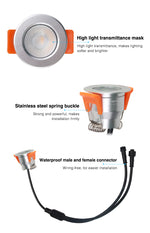 3W 12V LED Spot valgusti, süvistatav, ümmargune, IP66, RGB