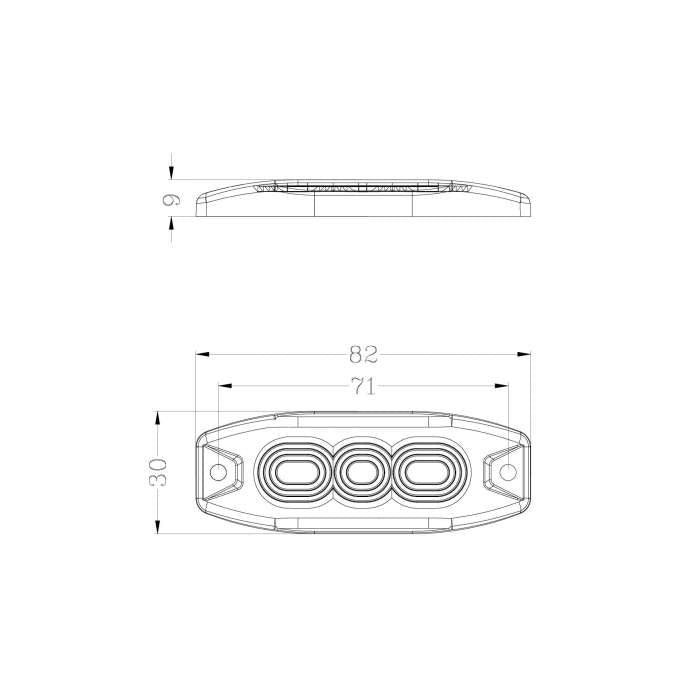 Тонкий 3 LED маячок 9W Orange 12-24V, автоматическая смена программ через 5 секунд, 19 программ, 82/30/9 мм