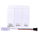 Kontrolieris/slēdzis IC vienkrāsu LED lentai 12-24V, 28 režīmi, radio signāls, līdz 2048px, (nepieciešama MN27 baterija, nav komplektā)