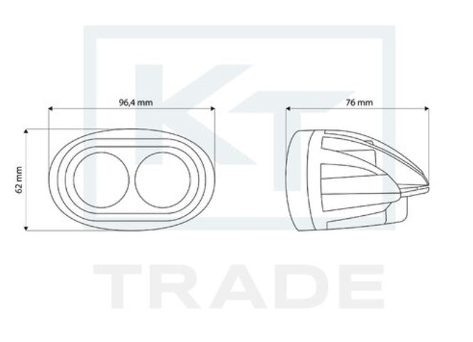 8W(800Lm) 10-30V 2 LED CREE lamp, IP67, blue light, 96/62/76 mm, up to 100m
