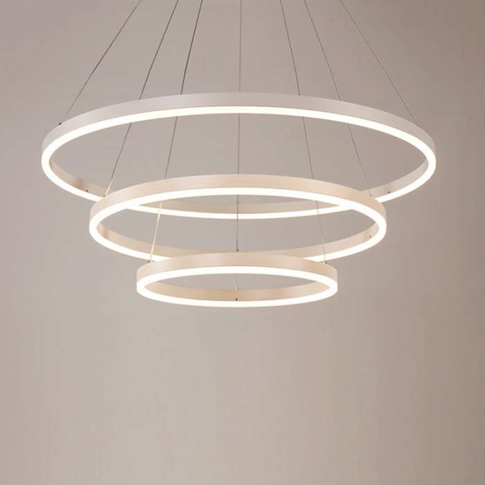 60W(4800Lm) LED 3-ring round ceiling light, IP20, white, dimmable, with remote control, 2700K-6000K, 1) Ø200mm*40↕mm 2) Ø400mm*40↕mm 3) Ø600mm*40↕mm