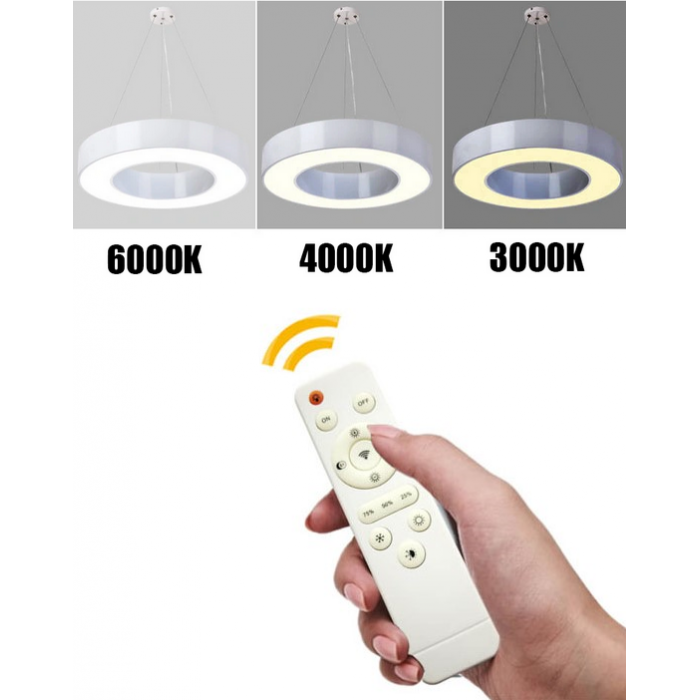 60W(4800Lm) LED 3-ring round ceiling light, IP20, white, dimmable, with remote control, 2700K-6000K, 1) Ø200mm*40↕mm 2) Ø400mm*40↕mm 3) Ø600mm*40↕mm