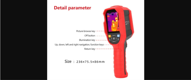 Thermal imager, temperature range: 30 ℃ ~ 45 ℃, stand-mountable 160x120 resolution, 2.8 inch screen, connect to monitor, Uni-T