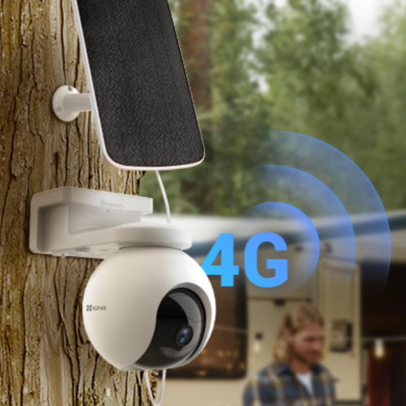 4G pöörlev EZVIZ CCTV välikaamera EB8. 2K resolutsioon ja 360° vaatenurk. Värviline öönägemine, ühendub nutiseadmetega. Kahesuunaline heli, inimeste jälgimine. Komplektis päikesepaneel 