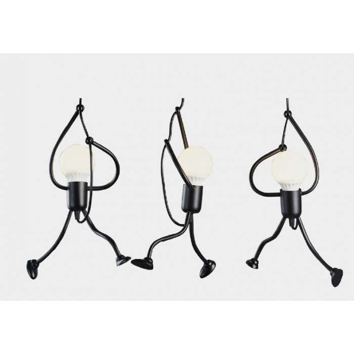 Griestu gaismeklis ar figurālu dizainu, melns, ar E27 cokolu (1 gab), max 40W, IP20, vads 1.5m