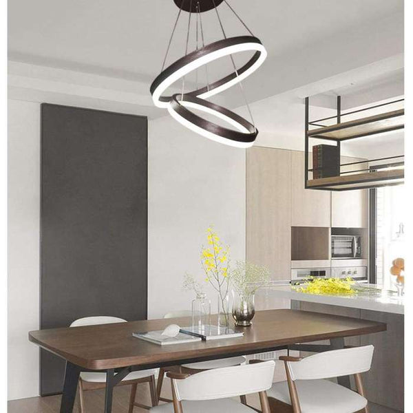 31W(2480Lm) LED 2-ring round ceiling light, IP20, coffee brown, dimmable, with remote control, 2700-6000K, 1) Ø300mm*40↕mm 2) Ø400mm*40↕mm