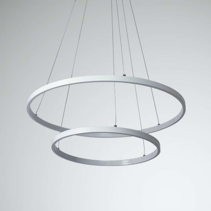 31W(2480Lm) LED 2-circle round ceiling luminaire, IP20, white, dimmable, remote control, 2700-6000K, 1) Ø300mm*40↕mm 2) Ø400mm*40↕mm