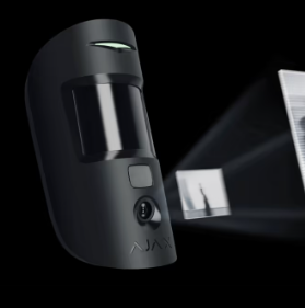 AJAX Bezvadu iekštelpu kustības detektors MotionCam ar fotoverifikāciju Melnā krāsā