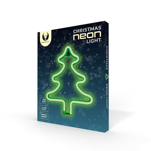 Neona LED ZIEMASSVĒTKU EGLĪTE, zaļa, Bat + USB FLNE16 Forever Light, 190 x 20 x 250 mm