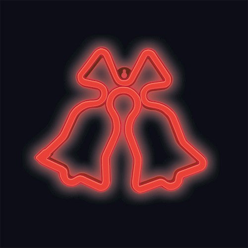 Neona LED ZIEMASSVĒTKU Zvani, sarkani, 3 AA baterijas + USB FLNE17 Forever Light, 235 x 20 x 200 mm