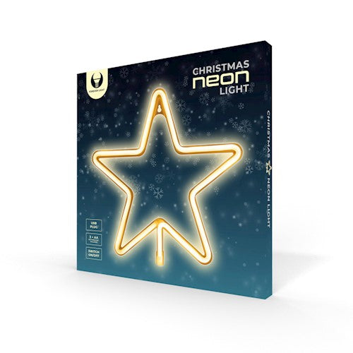 Neona LED CHRISTMAS PENTASTAR silti balts Bat + USB FLNE22, Forever Light, 285 x 20 x 285 mm