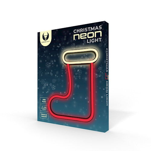 Neona LED ZIEMASSVĒTKU ZEĶE, balts sarkans, Bat + USB FLNE23 Forever Light, 240 x 20 x 185 mm