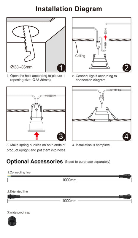 3W LED Spot lamp, round, built-in, IP66, RGB+2700K