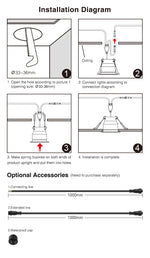 3W LED Spot lamp, round, built-in, IP66, RGB+2700K